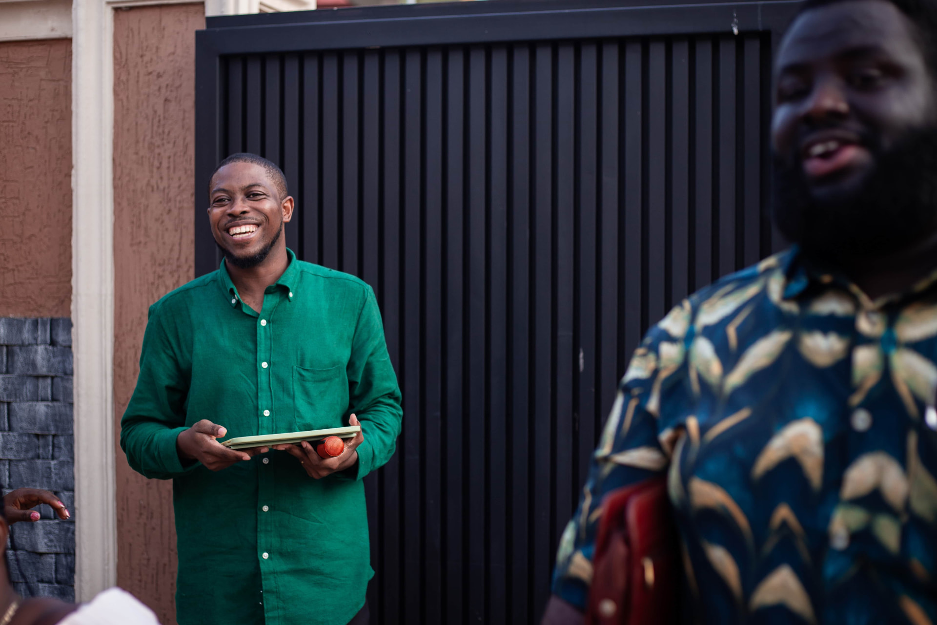 Smiling guests at the surprise celebration